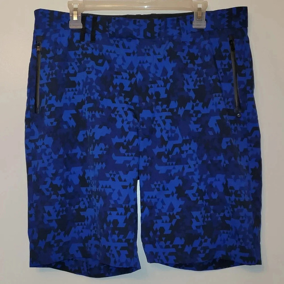 Polo Ralph Lauren RLX Digital Golf Shorts size 36 blue/black w/zip pockets LOT N - Picture 2 of 10
